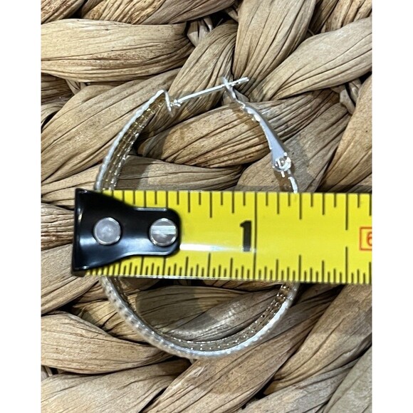 Extra Large Textured Silver Tone VTG Y2K Hoop Earrings For Pierced Ears - Picture 6 of 7